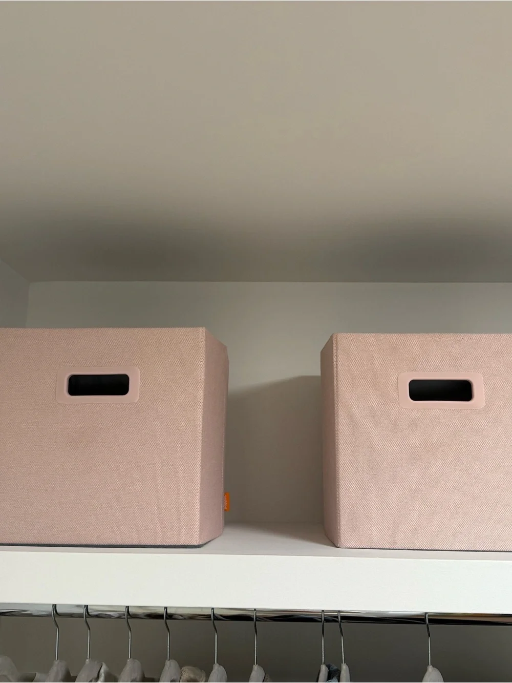 The Container Store Blush Pink Fabric Storage Bins - Set of 2